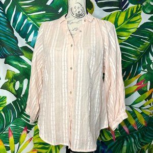 NWT LC Lauren Conrad Women's Small Angel Peach Cream White Preppy Blouse